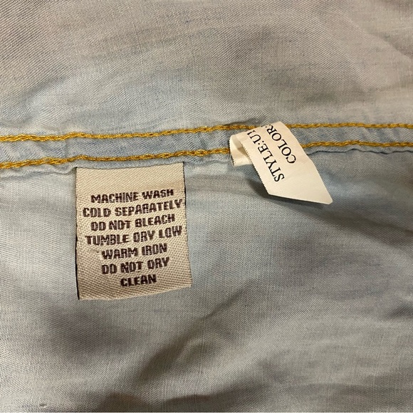 Ryan Michael Western Women's Ruched Design Dress Snap Buttons Light Blue S - Picture 10 of 14